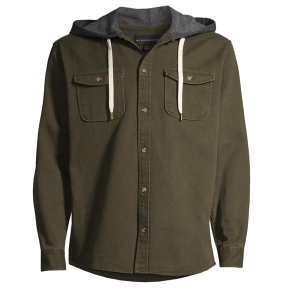 Mens Fleece Hooded Shirt Jacket 